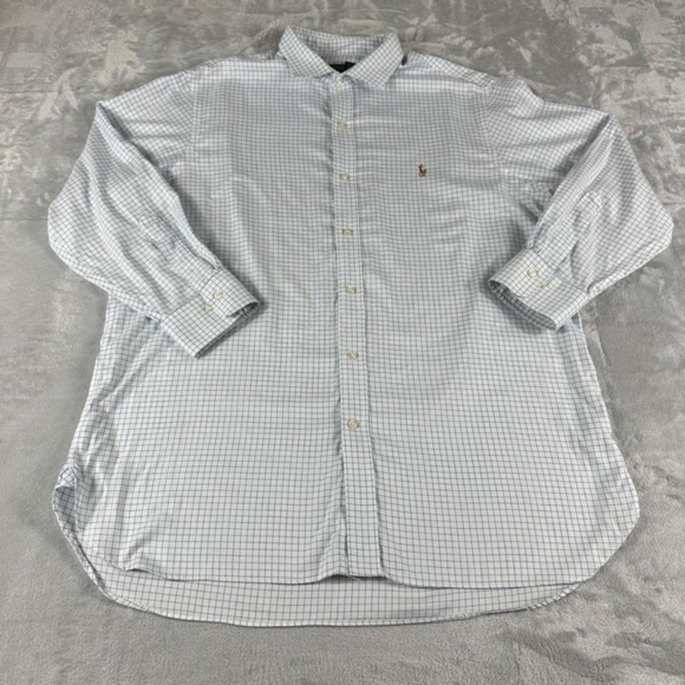 Polo Ralph Lauren Button Up Shirt Mens XL Blue White Grid Check Preppy Classic